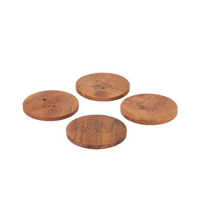 Woodbury Lane Wooden Coasters Set of 4