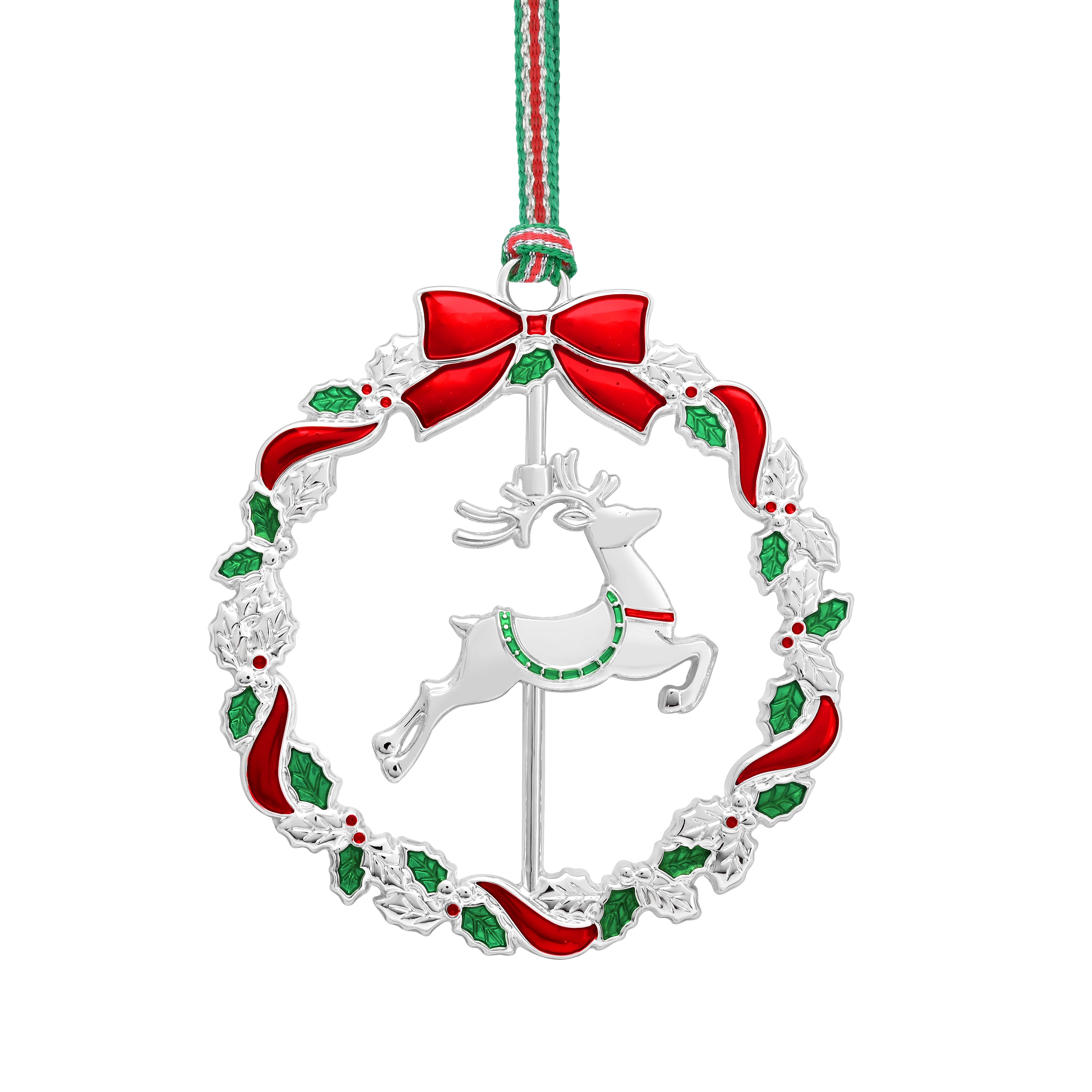 Newbridge Silverware Reindeer Wreath Christmas Tree Decoration - DELIVERY JULY