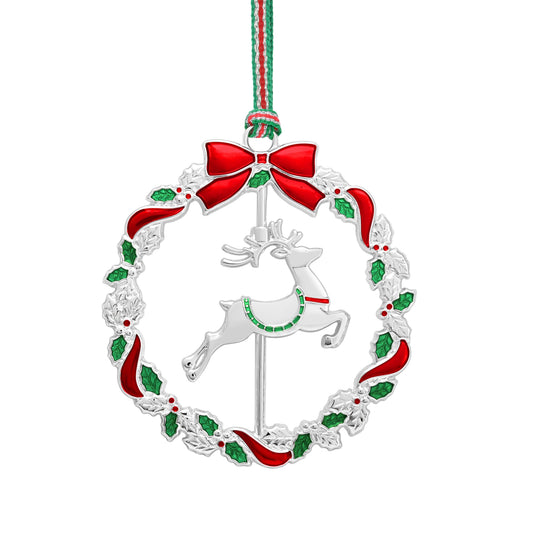 Newbridge Silverware  Reindeer Wreath  Christmas Tree Decoration - DELIVERY JULY