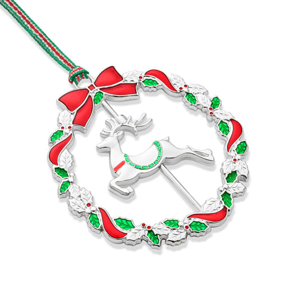 Newbridge Silverware  Reindeer Wreath  Christmas Tree Decoration - DELIVERY JULY