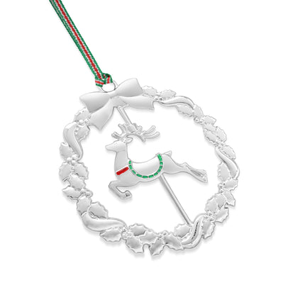 Newbridge Silverware  Reindeer Wreath  Christmas Tree Decoration - DELIVERY JULY