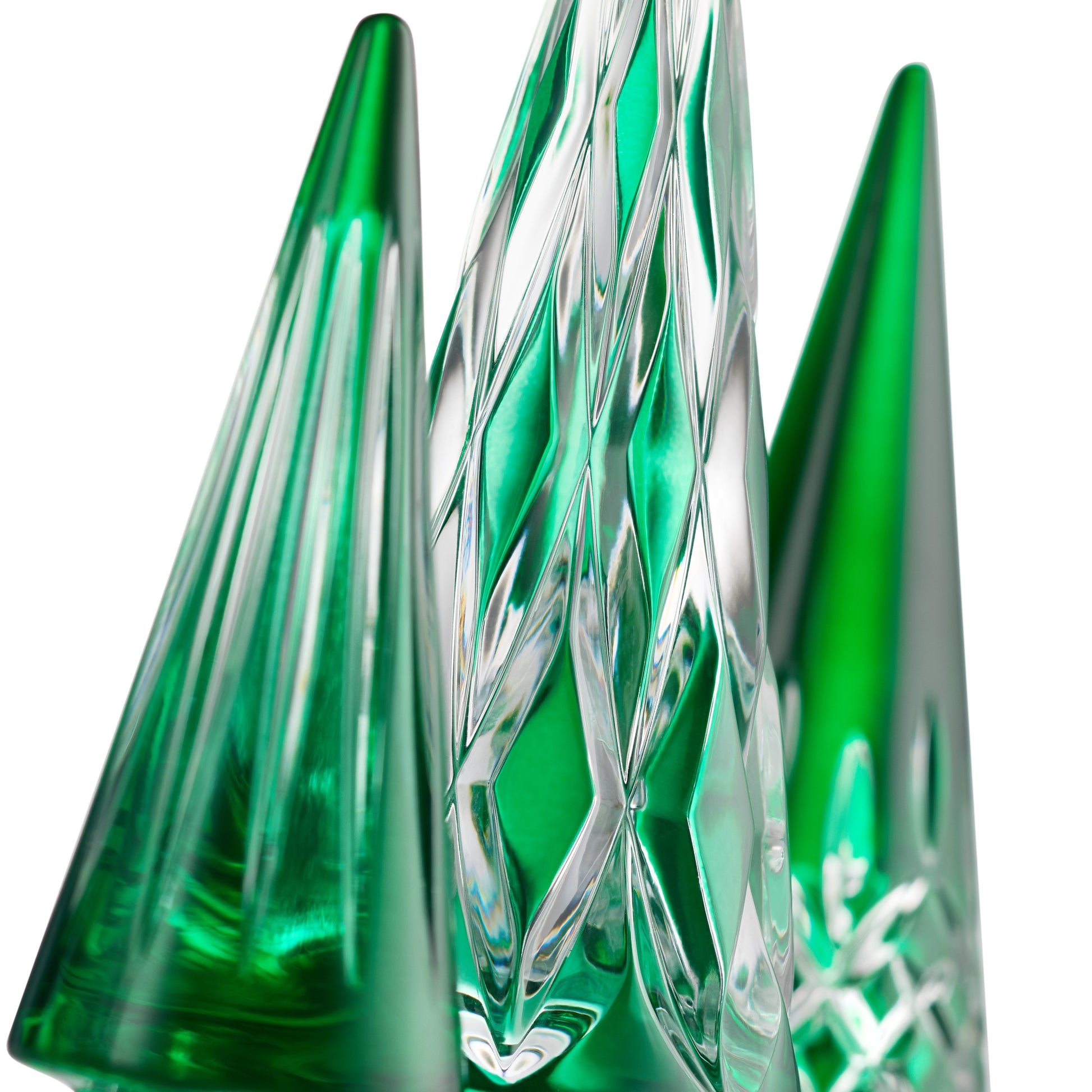 Waterford Christmas Crystal Green Standing Trees, Set of 3-Goviers