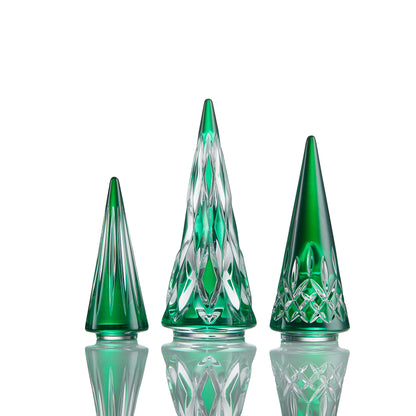Waterford Christmas Crystal Green Standing Trees, Set of 3-Goviers