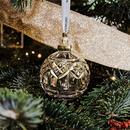 Waterford Christmas Crystal Lismore Bauble Gilded-Goviers