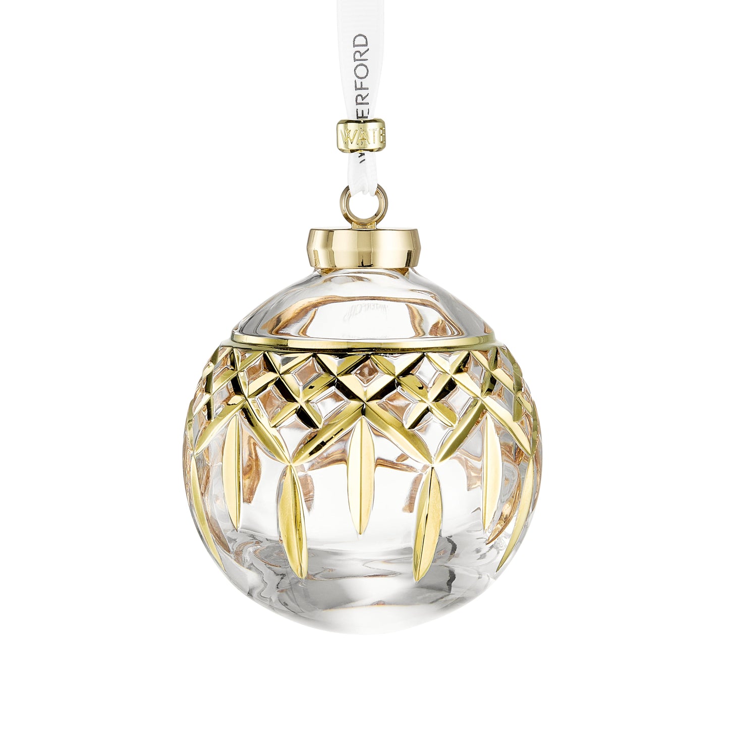 Waterford Christmas Crystal Lismore Bauble Gilded-Goviers