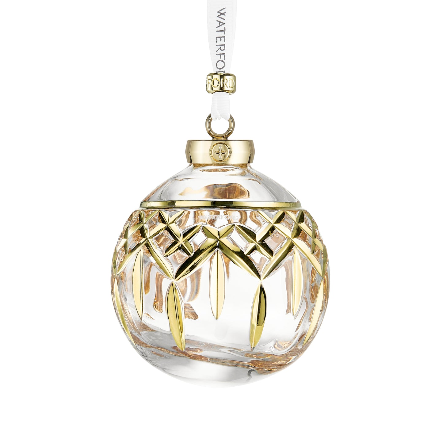 Waterford Christmas Crystal Lismore Bauble Gilded-Goviers