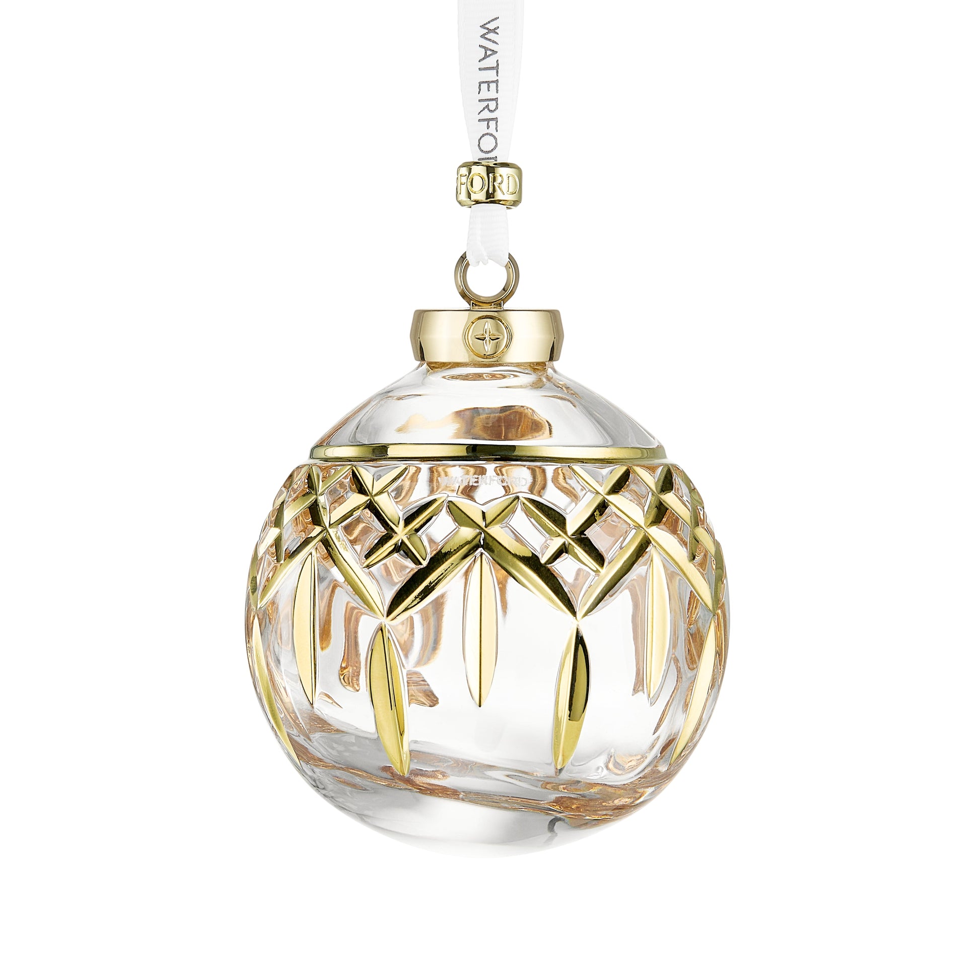 Waterford Christmas Crystal Lismore Bauble Gilded-Goviers