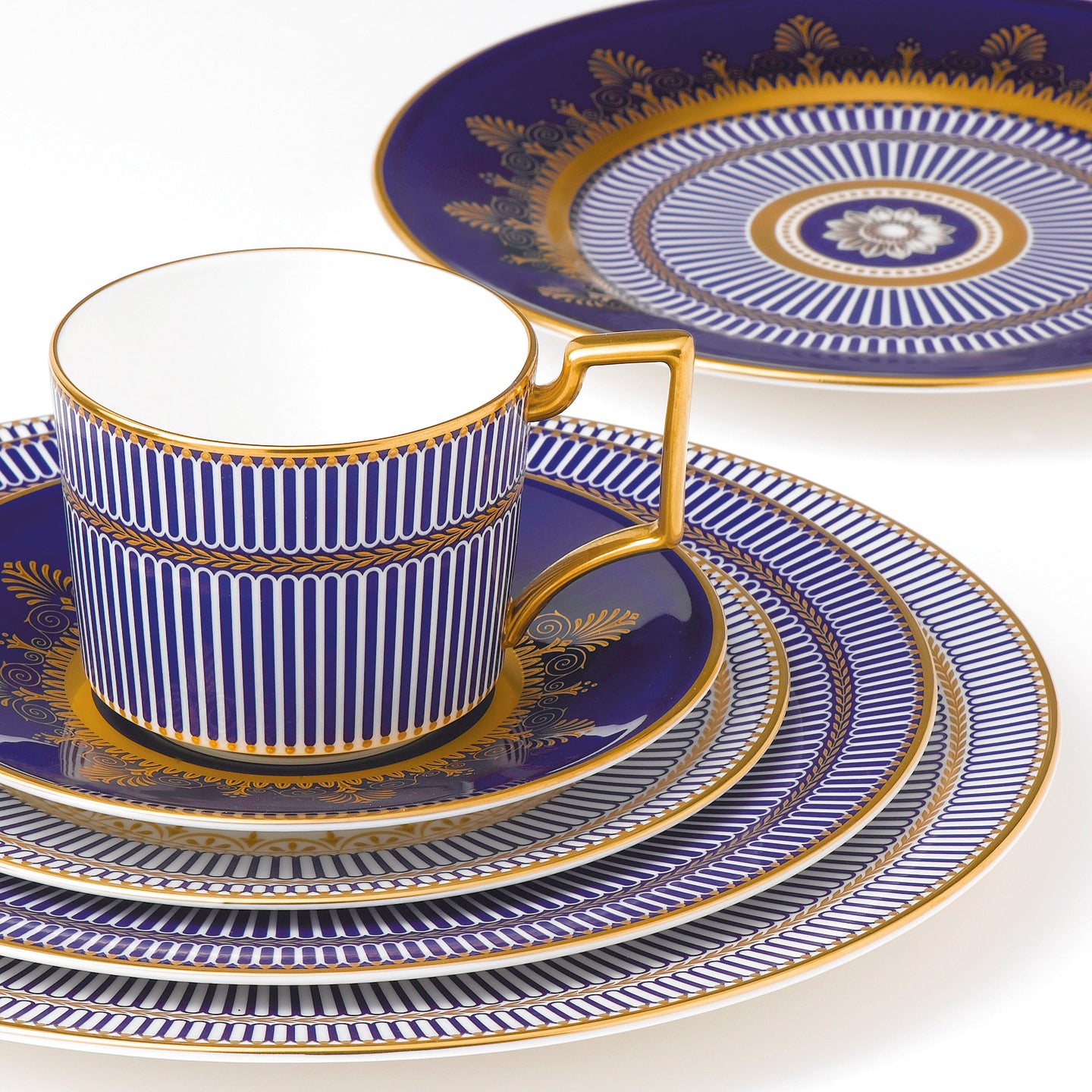 Wedgwood Anthemion Blue Teacup and Saucer