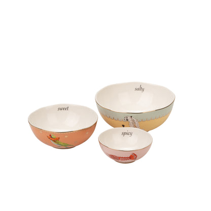 Yvonne Ellen Set Of 3 Nesting Bowls - Cheetah