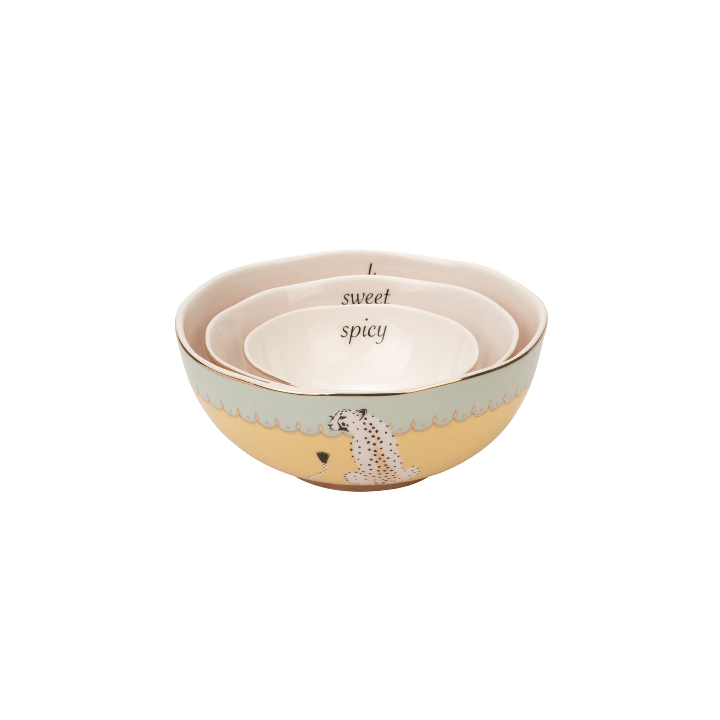 Yvonne Ellen Set Of 3 Nesting Bowls - Cheetah