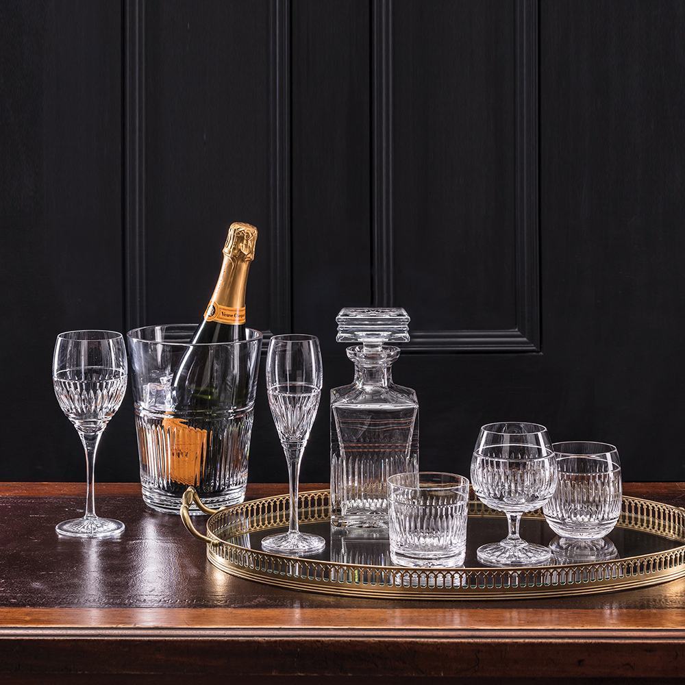 Royal Scot Crystal Art Deco Champagne Flutes Set of 2