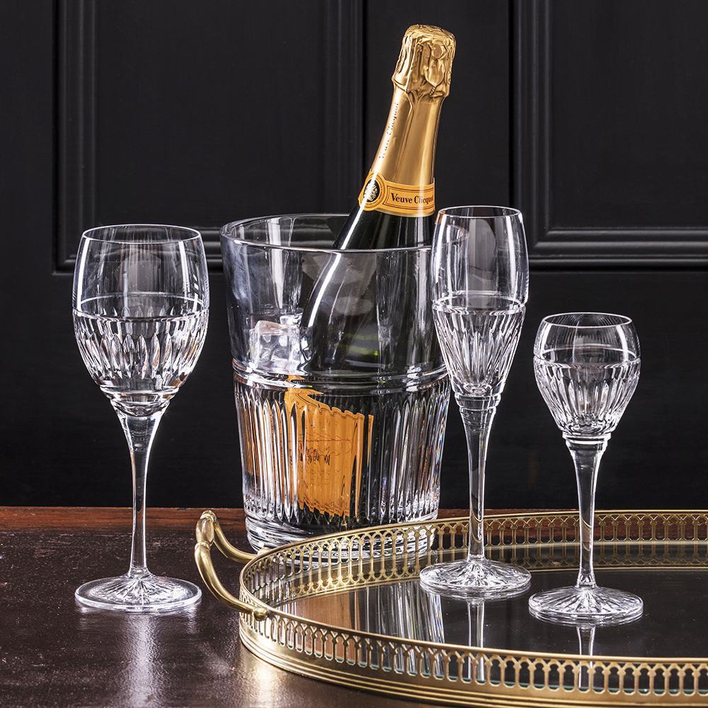 Royal Scot Crystal Art Deco Champagne Flutes Set of 2