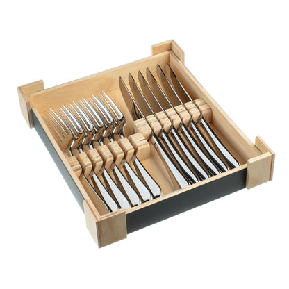 Charingworth Baguette Mirror Wooden Box Steak Set 12 Piece