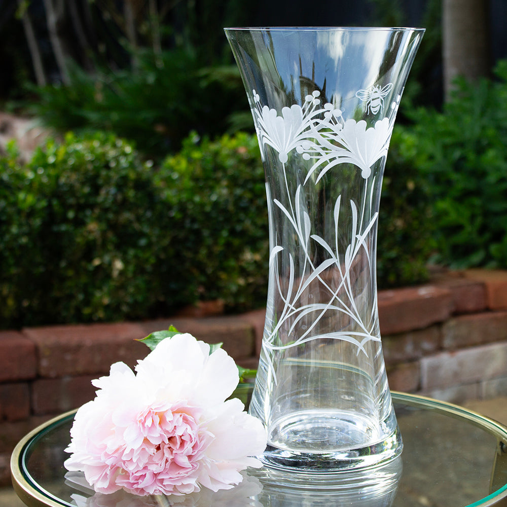 Royal Scot Crystal Bee & Honeysuckle Large Waisted Vase 30 cm