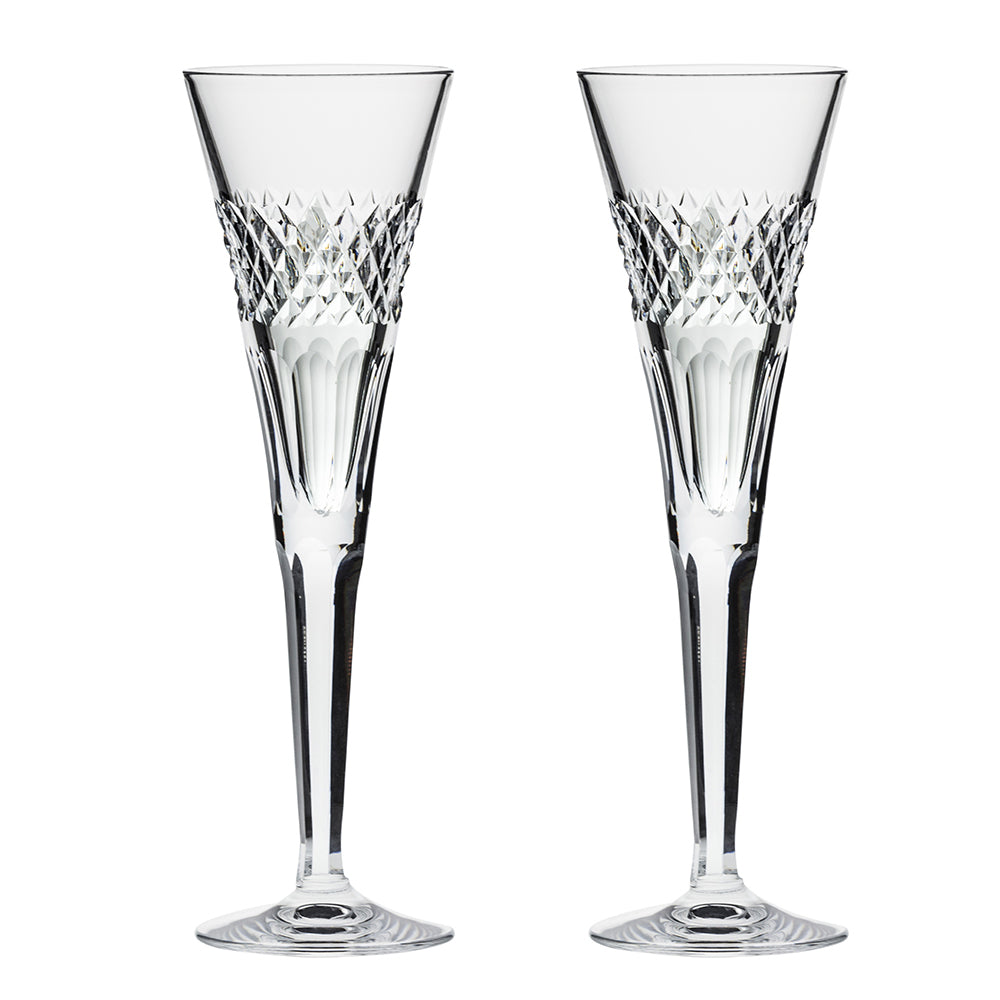 Royal Scot Crystal Diamonds Champagne Flutes Set of 2