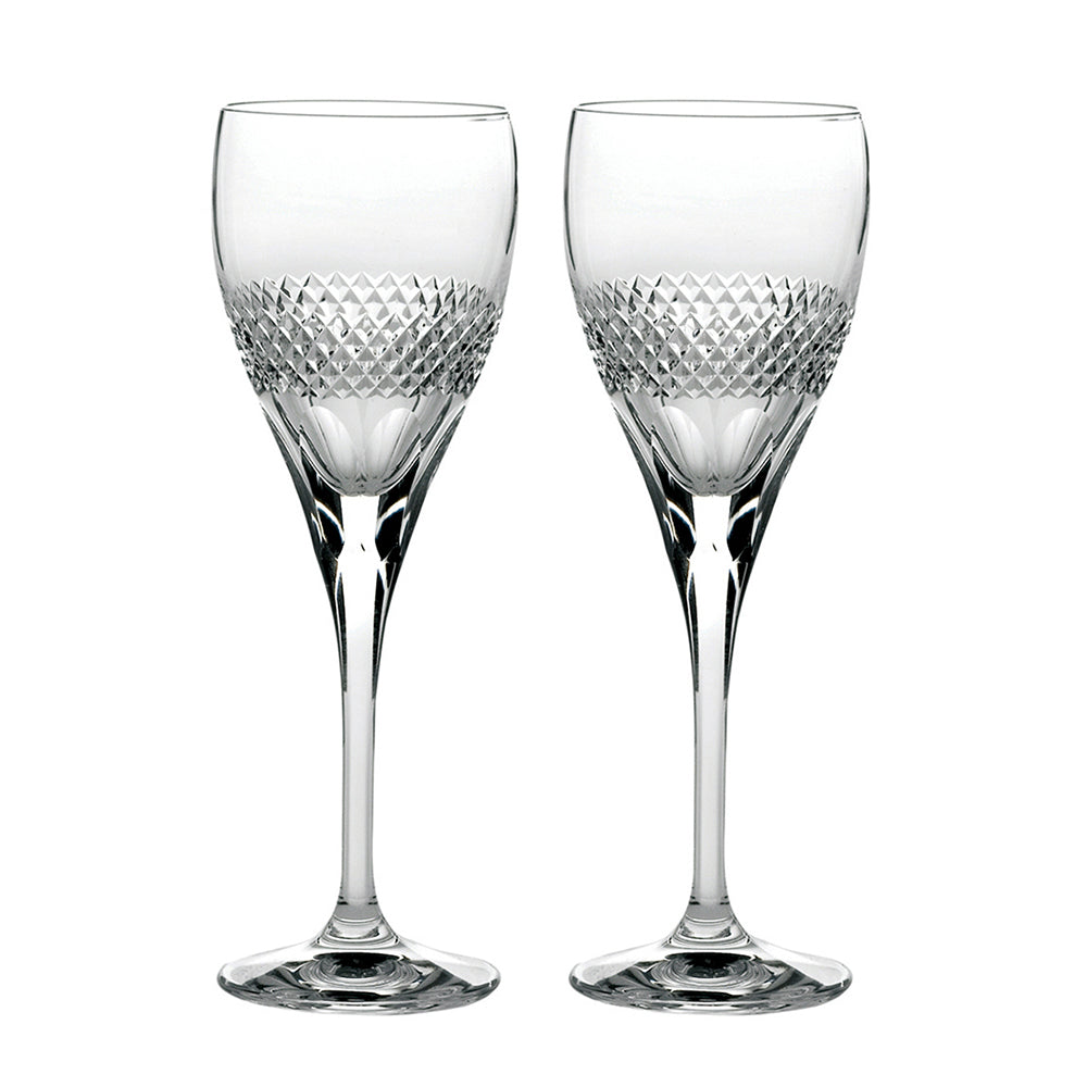 Royal Scot Crystal Diamonds Port / Sherry Glass Set of 2