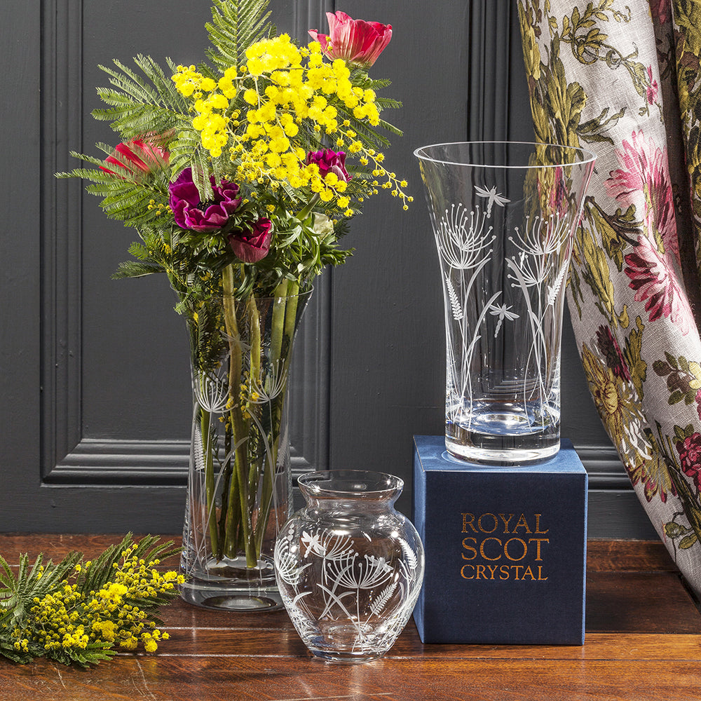 Royal Scot Crystal Dragonfly Flared Vase