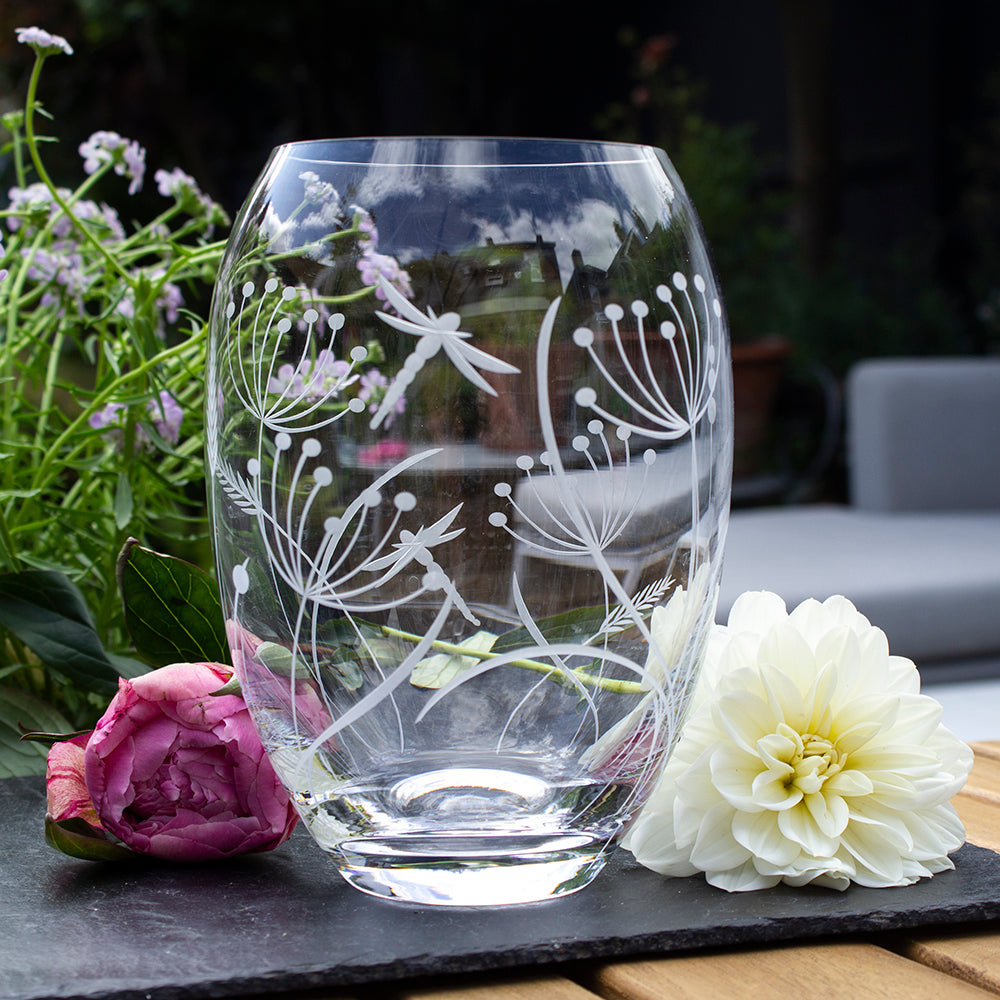 Royal Scot Crystal Dragonfly Medium Barrel Vase