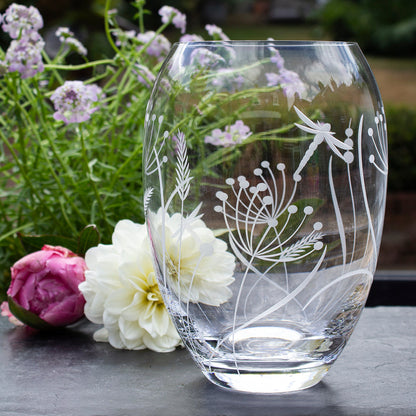 Royal Scot Crystal Dragonfly Medium Barrel Vase