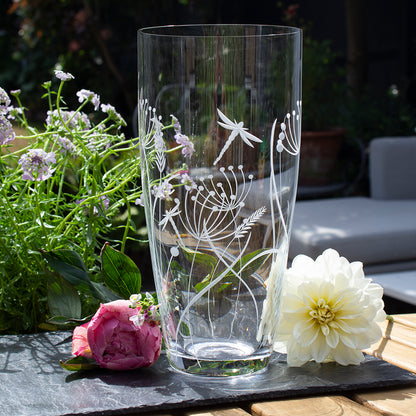 Royal Scot Crystal Dragonfly Tall Vase