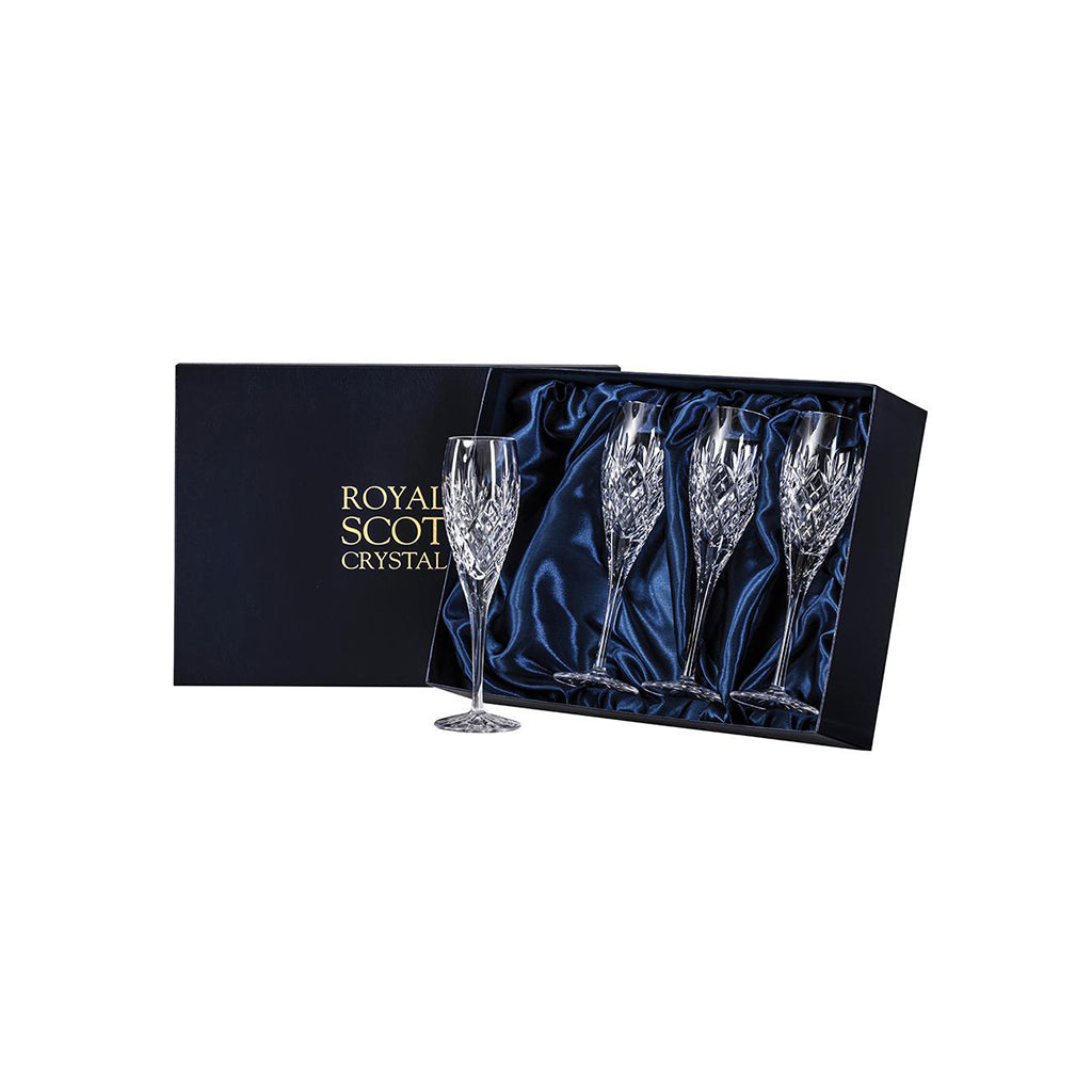 Royal Scot Crystal Edinburgh Champagne Flute Set of 4