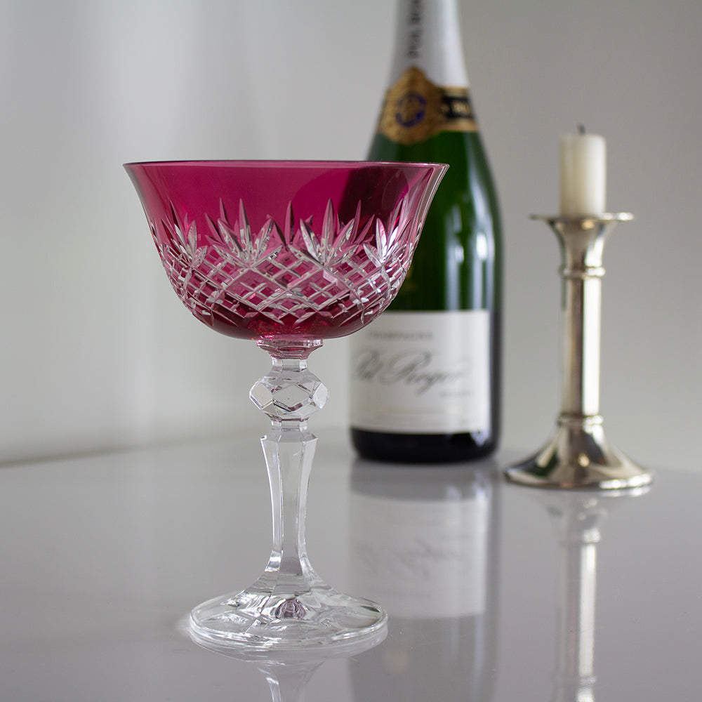 Royal Scot Crystal Edinburgh Cranberry Champagne Saucer Coupe Glass