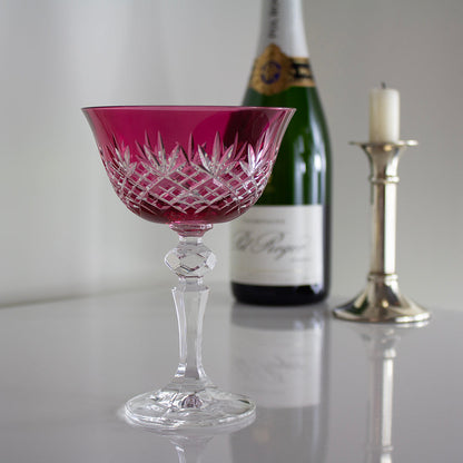 Royal Scot Crystal Edinburgh Cranberry Champagne Saucer Coupe Glass