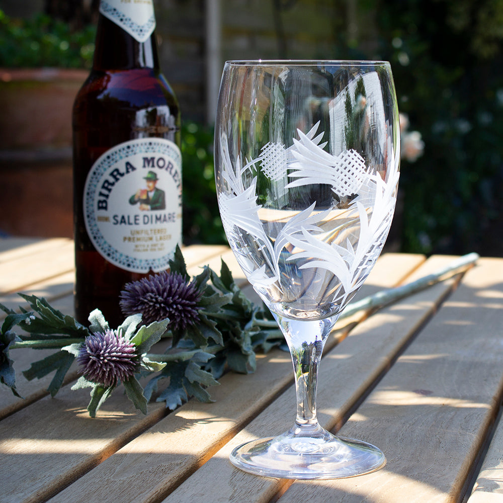 Royal Scot Crystal Flower of Scotland  Stemmed Beer Glass Gift Boxed Single