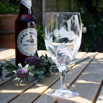 Royal Scot Crystal Flower of Scotland  Stemmed Beer Glass Gift Boxed Single