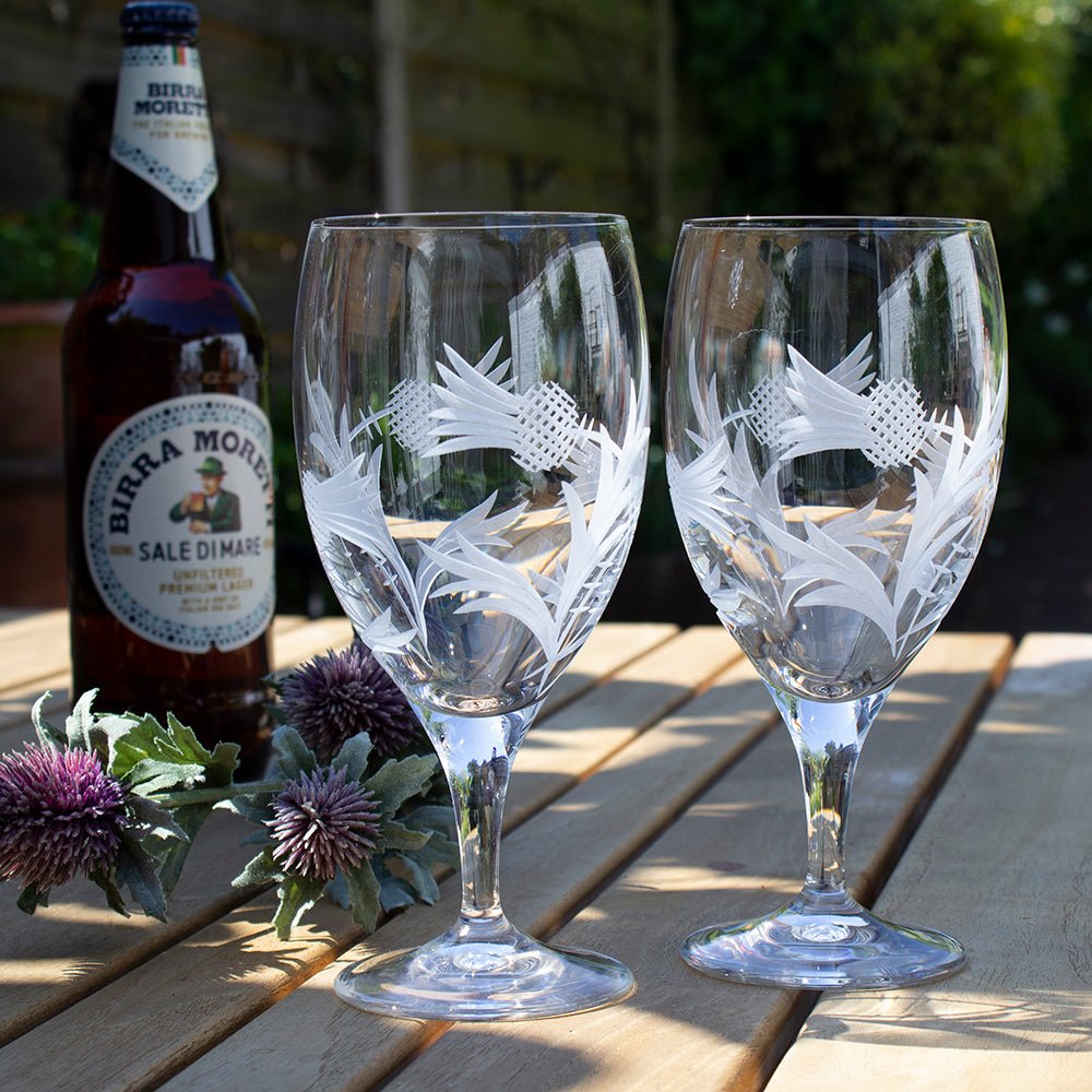 Royal Scot Crystal Flower of Scotland  Aperol Stemmed Glass Gift Boxed Pair