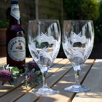 Royal Scot Crystal Flower of Scotland  Aperol Stemmed Glass Gift Boxed Pair