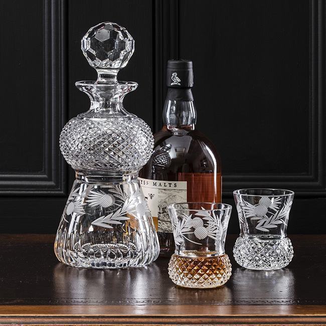 Royal Scot Crystal Flower of Scotland Whisky Decanter (Thistle Shape)