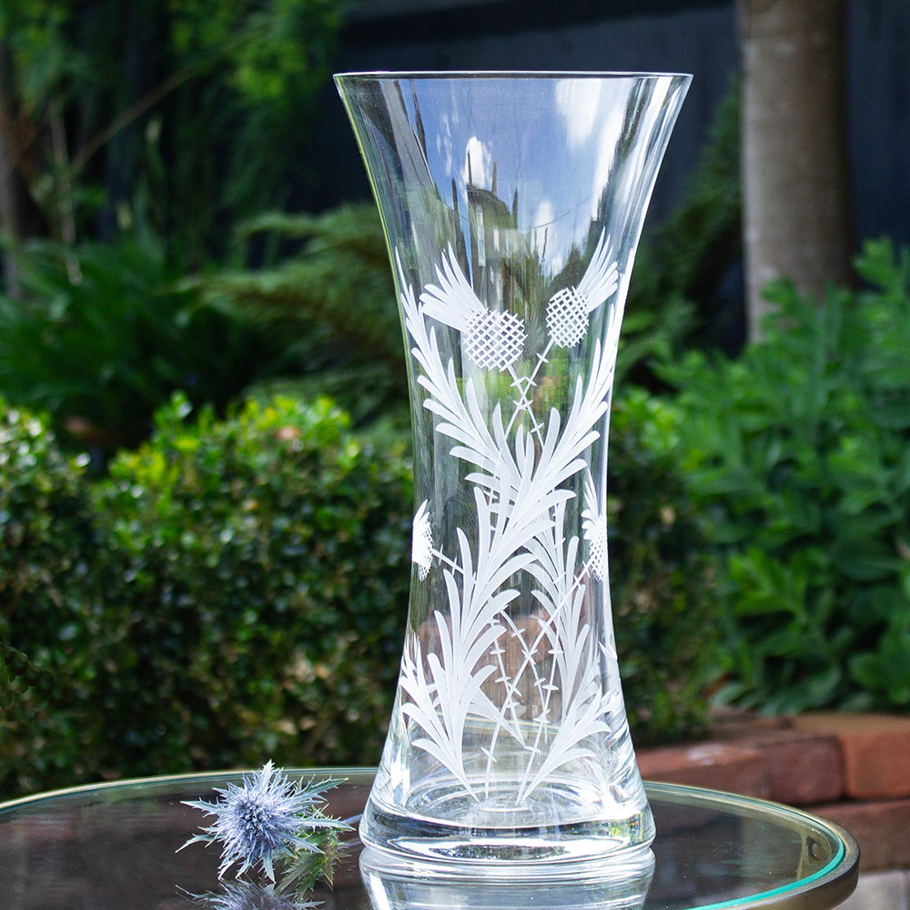 Royal Scot Crystal Flower of Scotland Large Waisted Vase 30 cm