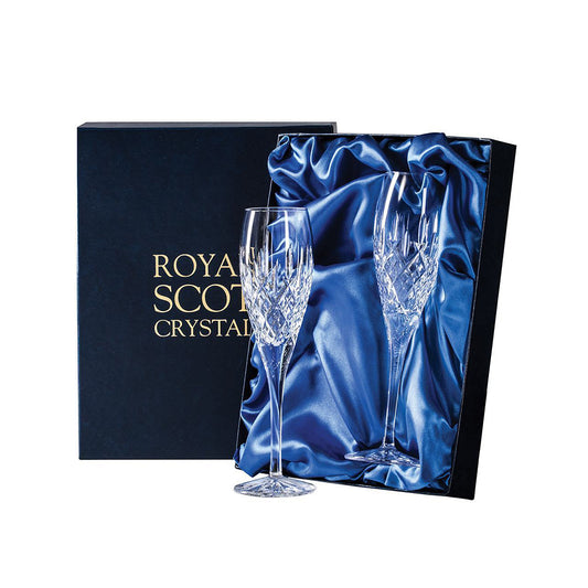 Royal Scot Crystal London Champagne Flute Set of 2