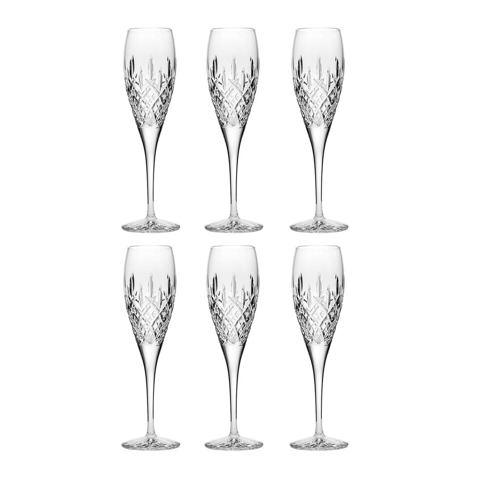 Royal Scot Crystal London Champagne Flute Set of 6