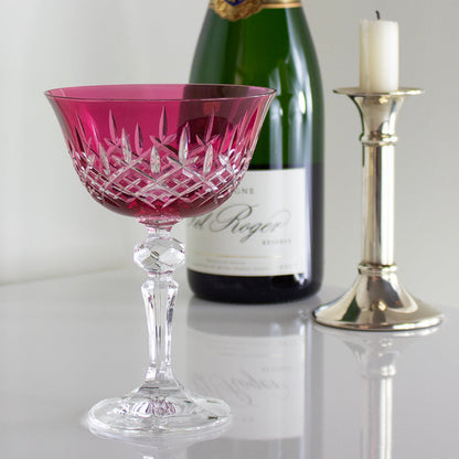 Royal Scot Crystal London Cranberry Champagne Saucer Coupe Glass