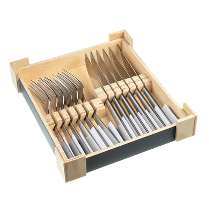 Charingworth Mimosa Satin Wooden Box Steak Set 12 Piece