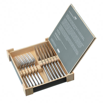 Charingworth Mogano Satin Wooden Box Steak Set 12 Piece