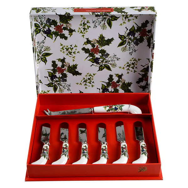 Portmeirion Holly and Ivy Cheese Knife & Spreaders Set of 6