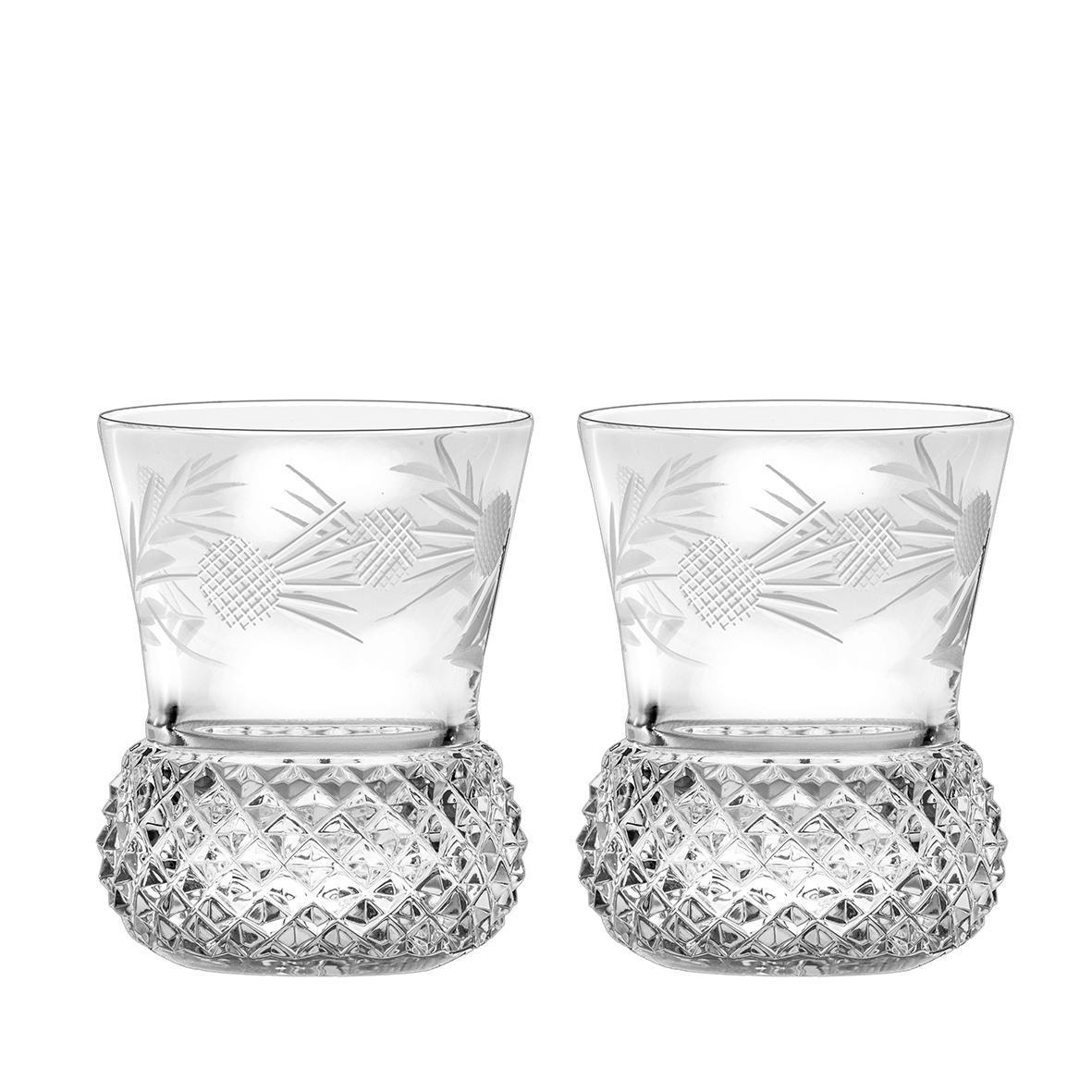 Royal Scot Crystal Flower of Scotland Large Tumbler (Thistle Shape) Set of 2