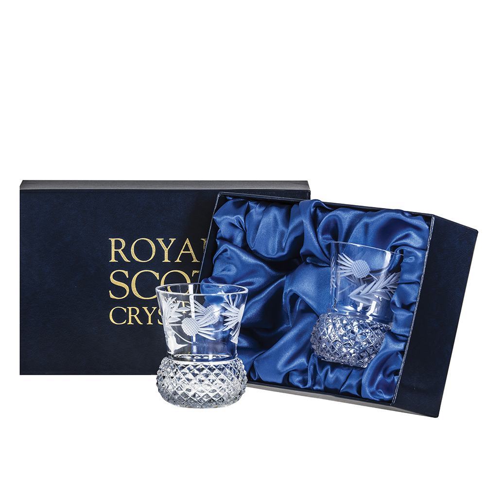 Royal Scot Crystal Flower of Scotland Large Tumbler (Thistle Shape) Set of 2