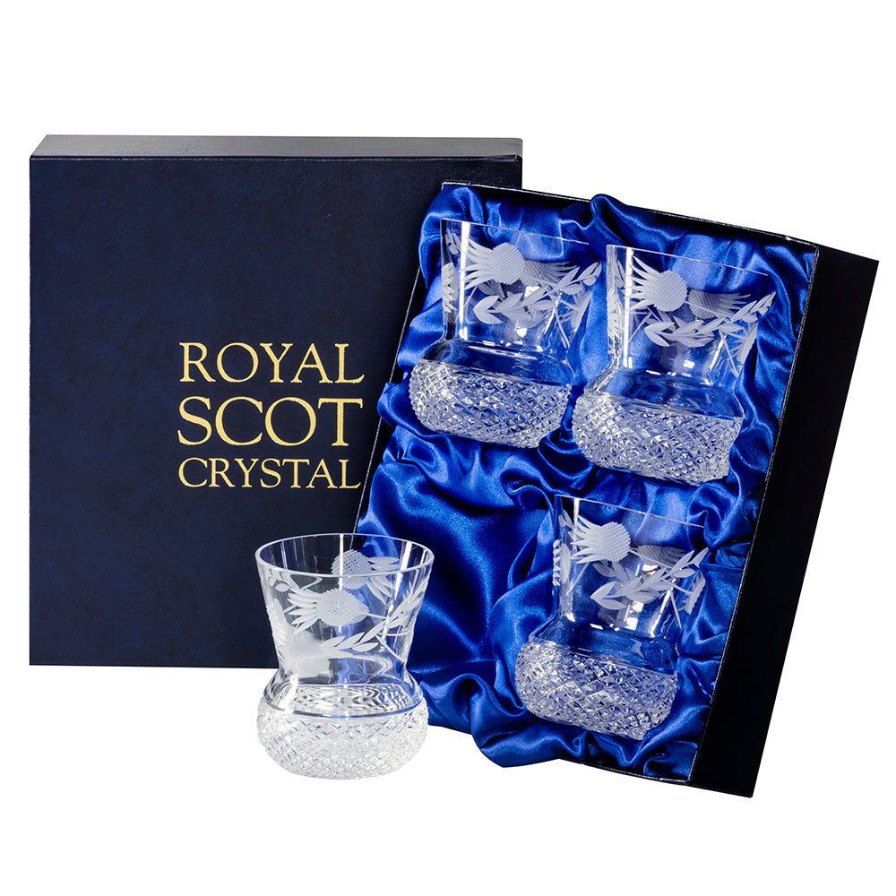 Royal Scot Crystal Flower of Scotland Large Tumbler (Thistle Shape) Set of 4