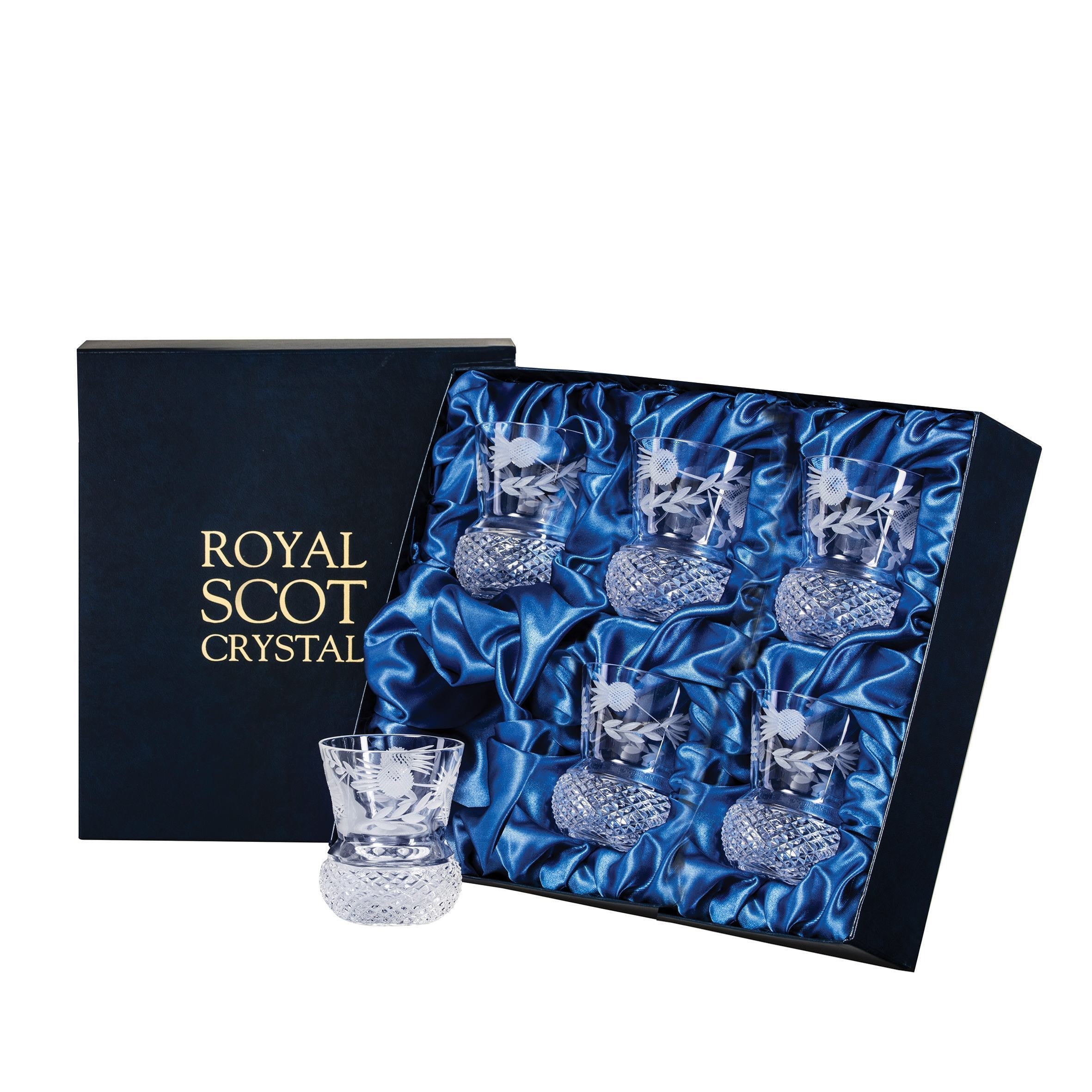 Royal Scot Crystal Flower of Scotland Whisky Tumbler (Thistle Shape) Set of 6