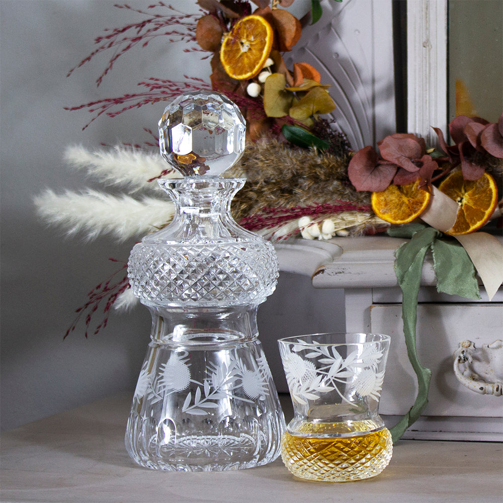 Royal Scot Crystal Flower of Scotland Whisky Decanter (Thistle Shape)