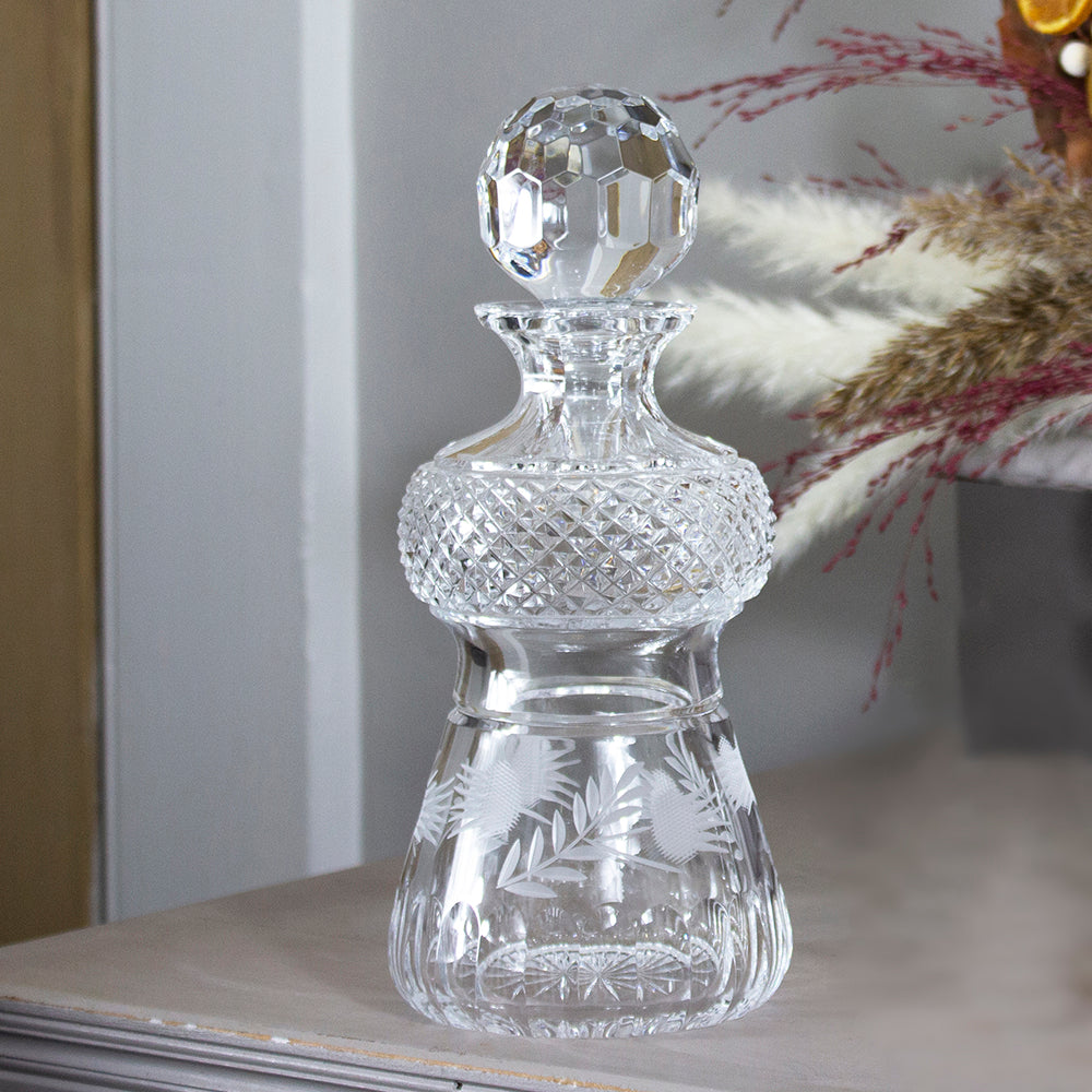 Royal Scot Crystal Flower of Scotland Whisky Decanter (Thistle Shape)