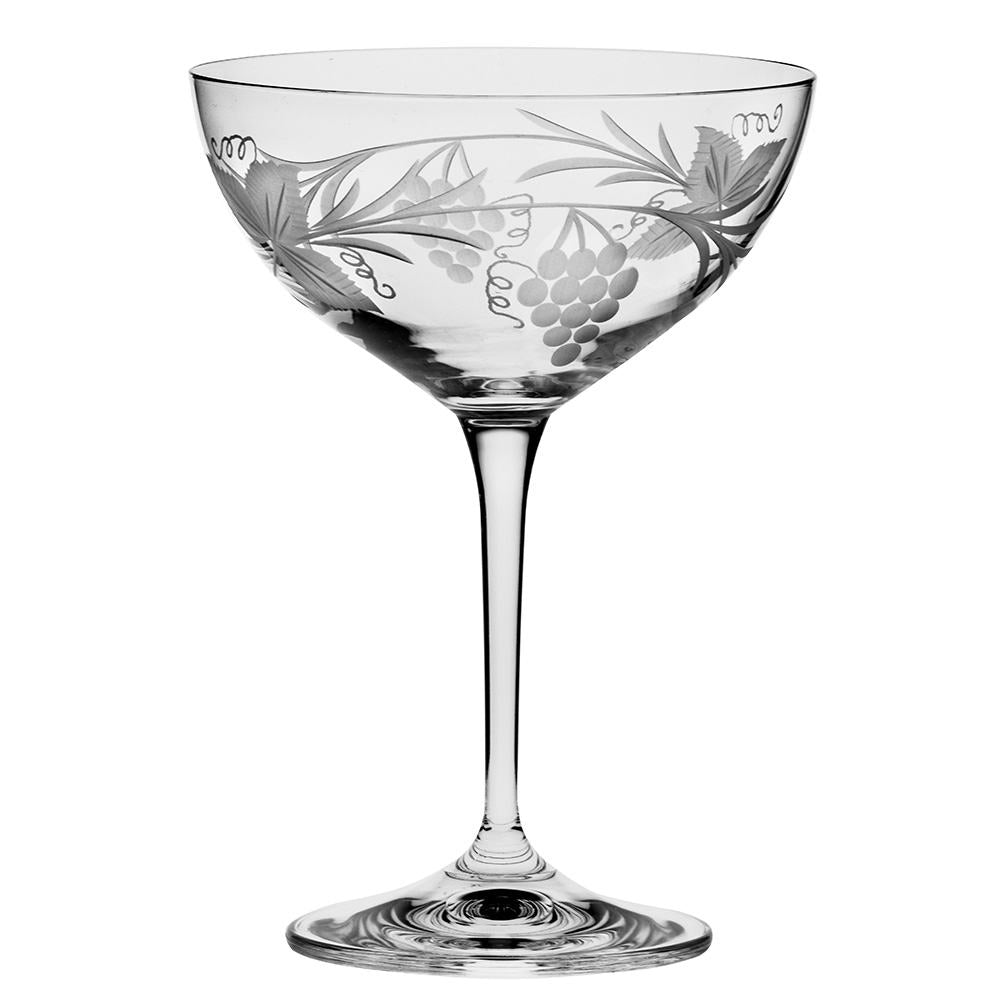 Royal Scot Crystal Grapevine Champagne Saucer (Coupe) Set of 2