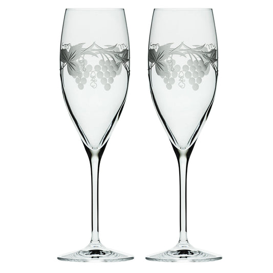 Royal Scot Crystal Grapevine Champagne Flutes Set of 2