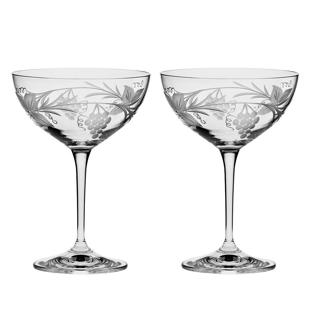 Royal Scot Crystal Grapevine Champagne Saucer (Coupe) Set of 2