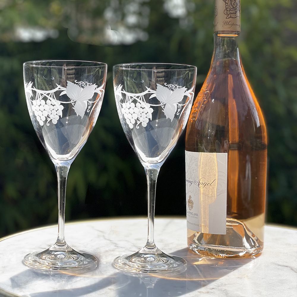 Royal Scot Crystal Grapevine White Wine / Rosé Wine Glasses Set of 2